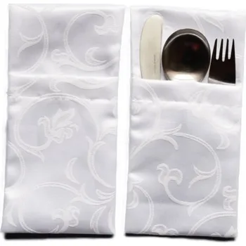 Příbor HEDVA ČESKÝ BROKÁT Kapsa na příbory odaska set 2 ks krucánky bílá