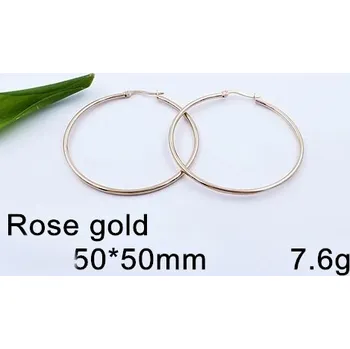 Náušnice Náušnice z chirurgické oceli kruhy, růžové zlsto 20701