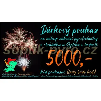 Dárková visačka dárkový poukaz v hodnotě 5000 Kč ((bez omezení))