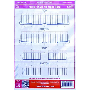 Plastikový model Decals 1/72 Fokker D.VII rib tapes linen (EDU)