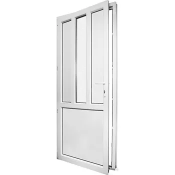 Vchodové dveře SkladOken.cz 88x208 cm (880x2080 mm) | Bílé | Levé | Dělené D4 | Pro otvor 90x210 cm (900x2100 mm) | Dveře do garáže | 6 komor | 80 mm