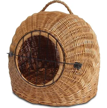 přepravka pro zvíře Proutěná kukaň pro slepice, drůbež, kočky, psy, koš, přepravka 50 x 40 x 44 cm