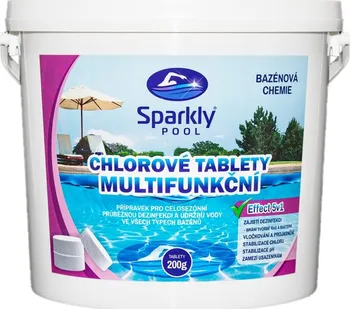 Bazénová chemie SparklyPOOL Chlorové tablety do bazénu 5v1 multifunkční 200 g