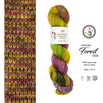 Příze Gazzal Příze Unicorn 1335 vínovo-kiwi
