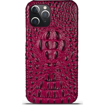 Pouzdro na mobilní telefon Kryt pro Apple iPhone 12 / 12 Pro - krokodýlí textura - kožený - červený