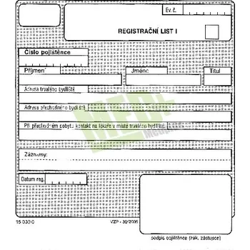 Registrační list - blok, I.-II. 2 x 50 listů