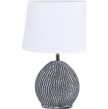 Lampička Bílo šedivá stolní lampa Val s bílým stínidlem - 26*19*38 / E27