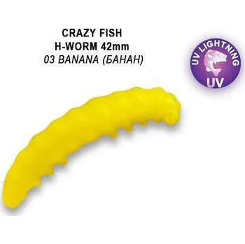 Umělá nástraha Gumová nástraha Crazy Fish Trout Baby H-Worm MF Sinking 42mm 03 Banana - Kreveta (10ks)