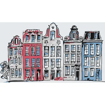 Malování podle čísel - Domy v Amsterdamu Velikost: 40x60cm, Rámování: Pouze srolované plátno