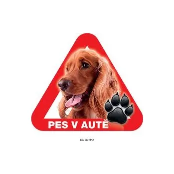 Grel nálepka na plech pozor pes v autě kokr zlatý