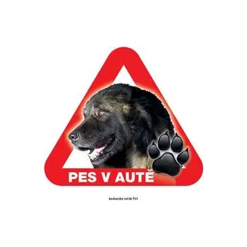 Grel nálepka na sklo pozor pes v autě kavkavský ovčák