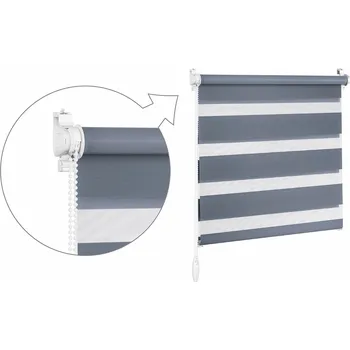 Roleta ZEBRA-SHOP Roleta DEN A NOC / MINI / CHIC / OCELOVĚ ŠEDÁ / DN 6011 Barva mechanizmu: šedá, Výška: 150, Šířka: 30