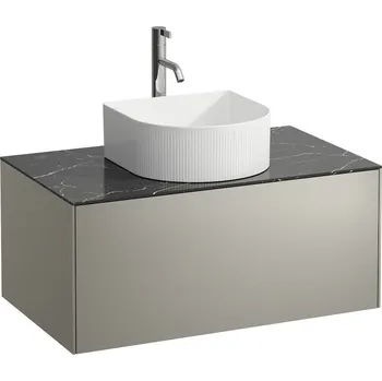 Nábytek Sonar - skříňka 78x45 pod umyvadlovou mísu, 1 výřez, 1 otvor pro baterii, 1 zásuvka, bílá mat a nero marquina H4054150341431