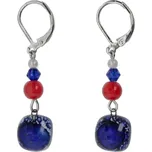 Skleněné náušnice tmavě modré s korálky NK0303