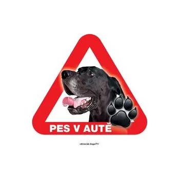 Grel nálepka na plech pozor pes v autě německá doga