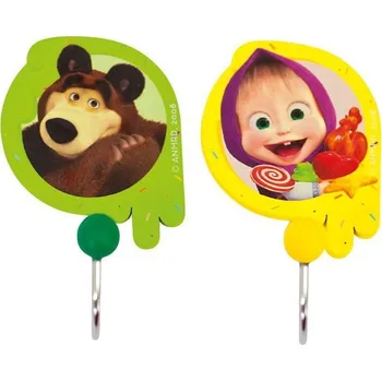 Věšák Věšák dřevěný - 1 háček, Máša a Medvěd, 2ks (Bino) - Akce