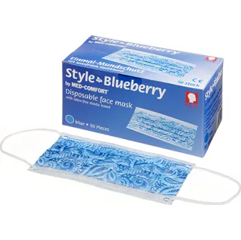 rouška Ústenky operační Style Blueberry, 3-vrstvé s gumičkou, tmavě modrá, 50 ks