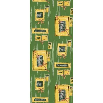 Látka - běžný metr ornament zelený