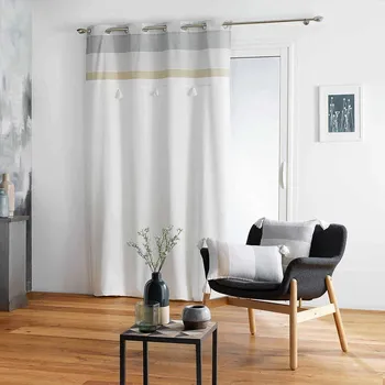 Sprchový závěs Douceur d'intérieur Okenní opona s třásněmi TASSEL 140 x 260 cm, bílá hladká