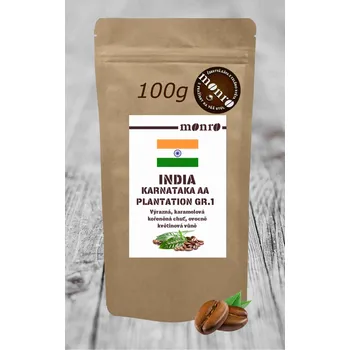 Káva INDIA KARNATAKA PLANTATION GRADE AA KÁVA ARABIKA KÁVA MONRO 100G