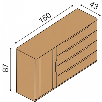 Komoda Komoda JELÍNEK FLABO 3DZ4 Dub, Třešeň