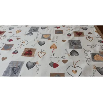 Látka - běžný metr - srdce Béžová