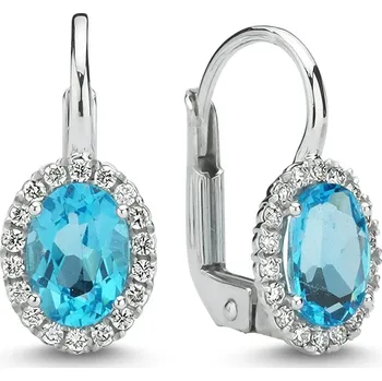 Náušnice Lillian Vassago Náušnice v bílém zlatě s modrým topazem a diamanty LLV11-SMEG5637-02-BTZ