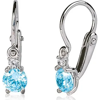Náušnice Dětské náušnice z bílého zlata se světle modrým a čirým zirkonem