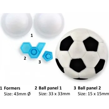 Jedlá dekorace na dort Caketools Tvarovač + vykrajovátko - fotbalový míč 4ks