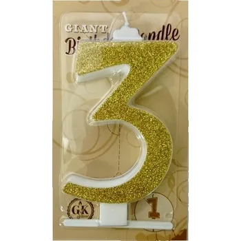 Dortová svíčka Caketools Dortová svíčka velká - třpyt zlatá - 3