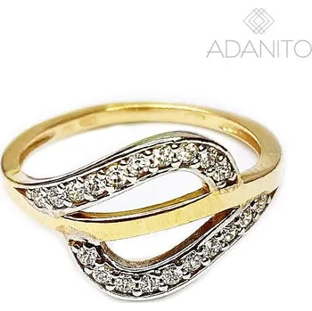 Prsten Zlatý prsten z kombinovaného zlata se zirkony