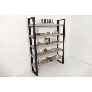 Knihovna MAJADESIGN Knihovna, regál v industriálním designu ECHT - beton Délka polic: 1000, Barva rámu: Bílá RAL 9003, Síla (tloušťka) polic: 18 mm