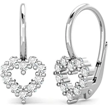 Náušnice Dívčí náušnice z bílého zlata - srdíčka s širými zirkony