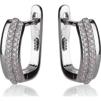 Náušnice Stříbrné náušnice s páskem se zirkony - Meucci SS236E