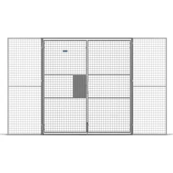 Plot Dveře dvoukřídlé s přípravou pro visací zámek, vxš: 2200x2000 mm, mřížka 50x50 mm, barva šedá