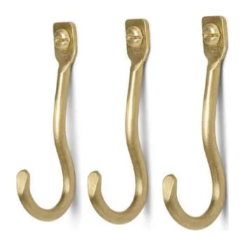 Věšák Ferm Living Sada háčků Curvature Hooks, brass