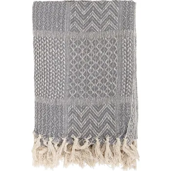 Přehoz na lůžko Bloomingville Pléd Rodin 160 x 130 cm šedý s třásněmi