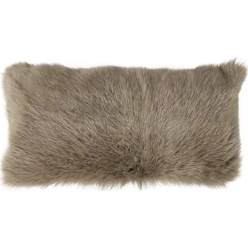 Dekorativní polštářek Šedo béžový chlupatý podlouhlý polštář - 55*30*10cm
