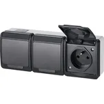 Famatel Trojzásuvka venkovní GALATEA IP44 s víčkem, antracit