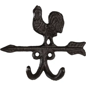 Věšák Hnědý litinový nástěnný háček s kuřetem - 12*2*10 cm