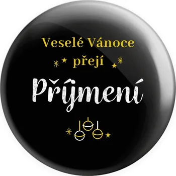 Placka Veselé Vánoce přejí - zlaté ozdoby