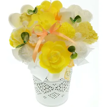 umělá květina Mýdlová kytice - žluto bílá