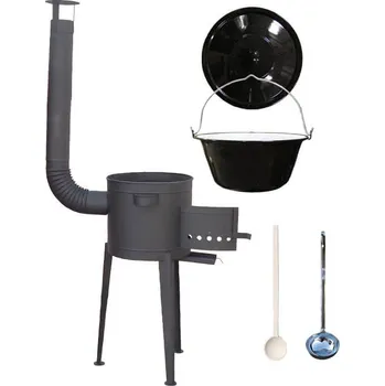 Kempingové nádobí Smaltovaný kotlík 30 L + vysoká žáruvzdorná kotlina 45 cm PLUS 600