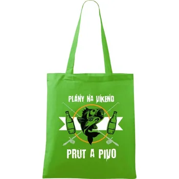 Látková taška Plány na víkend - prut a pivo