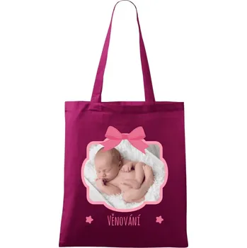 Látková taška Růžová mašle s fotografií