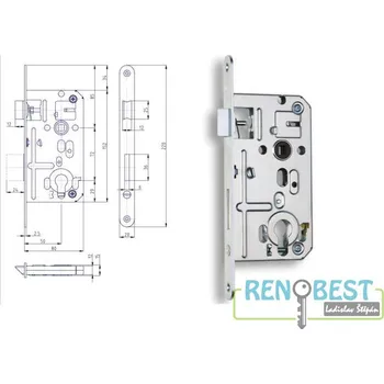 zadlabací zámek HOBES Zámek zadlabací K 133 A, rozteč 72 mm, zádlab 80 mm Varianty: K 133 A
