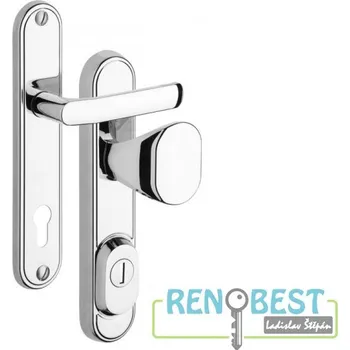 ROSTEX Bezpečnostní kování R1/O DEKOR Rozteč: 90 mm, Provedení: klika/madlo, Povrchová úprava: chrom - nerez