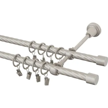 Garnýž Garnýž kovová 160 cm kroucená dvouřadá - dvojitá 16 Válec double chrom mat