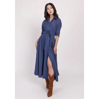 Dámské šaty Dlouhé džínové šaty SUK173 Barva: Džínová, Velikost: S