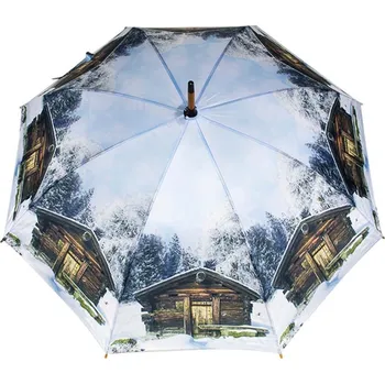 Deštník Deštník s potiskem zimní chaloupky - 105*105*88cm